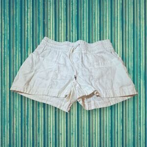 Athleta White Linen Pocket Summer Drawstring Shorts Size 12
